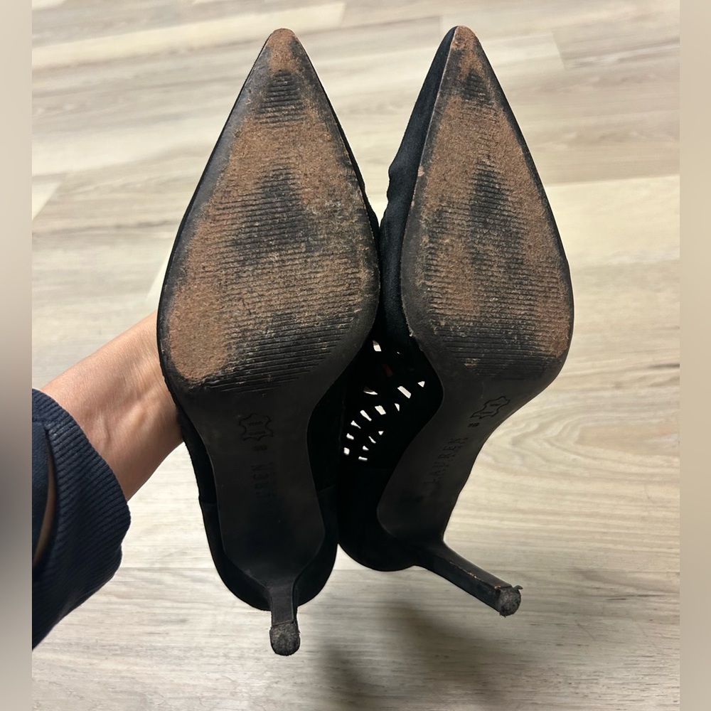 Lauren Ralph Lauren Shoes Black Suede Pump Heels Dressy Women Sz 9 B Sania - Picture 11 of 12